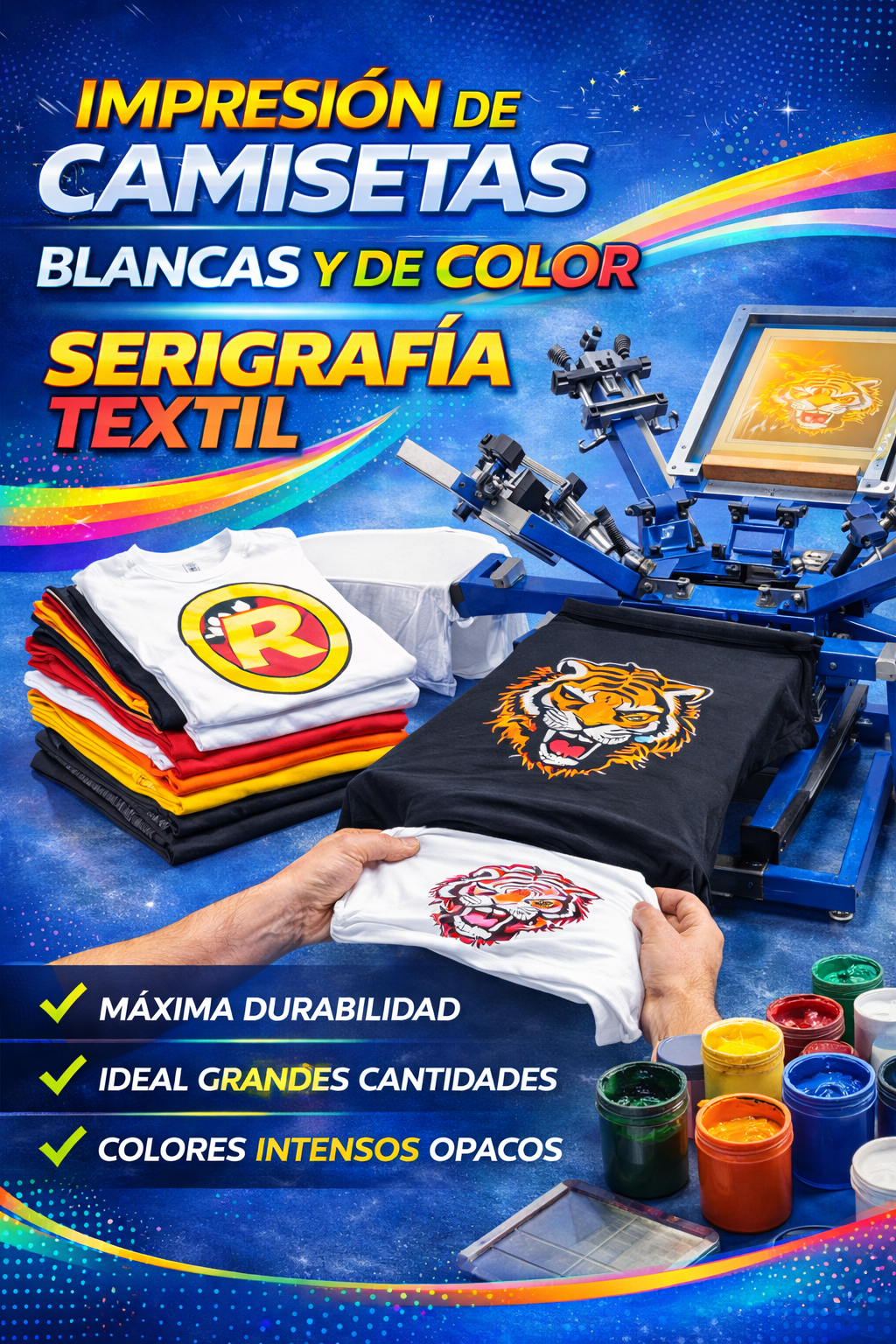 Serigrafía profesional en camisetas, sudaderas y prendas textiles